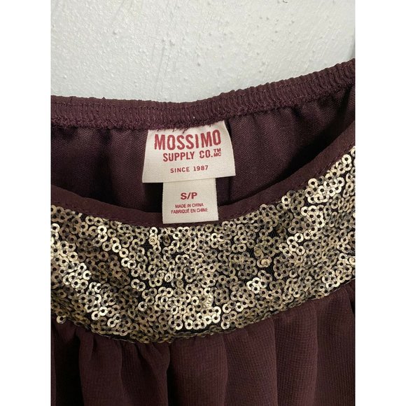 Mossimo Sequin Cami Top Small Maroon Spaghetti Strap Layered - Picture 3 of 9